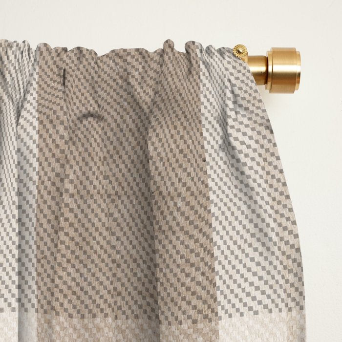 Checkered, Plaid Prints, Warm Brown Window Curtain Gallery Image 2