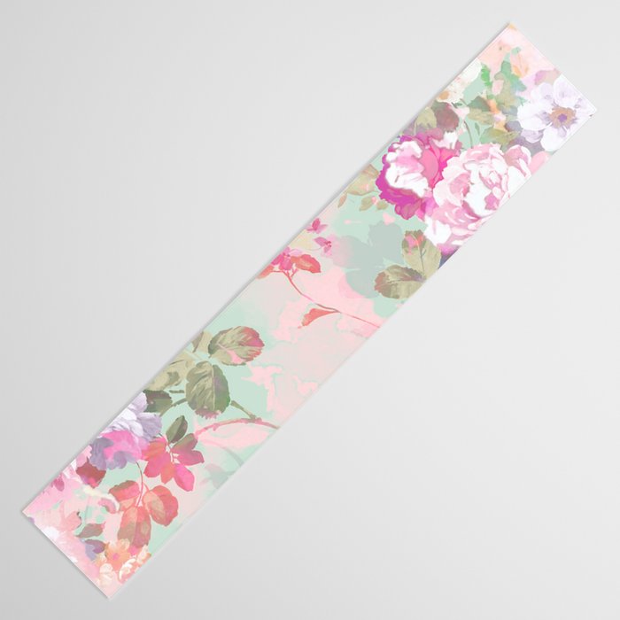Vintage botanical blush pink mint green floral pattern Table Runner Gallery Image 3