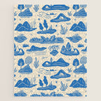 Abstract blue nature landscape doodle pattern Jigsaw Puzzle Gallery Image 1
