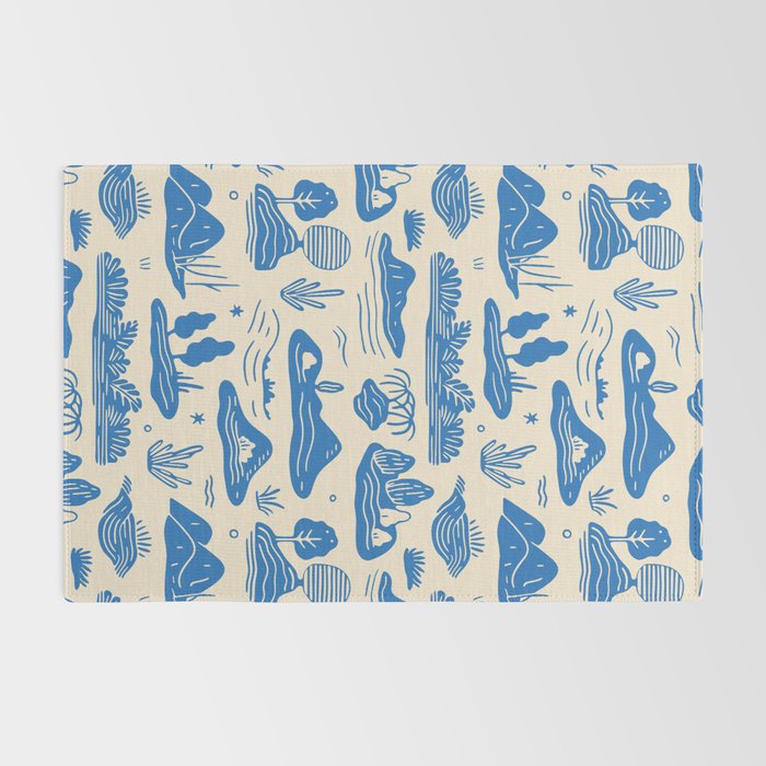 Abstract blue nature landscape doodle pattern Rug Gallery Image 2