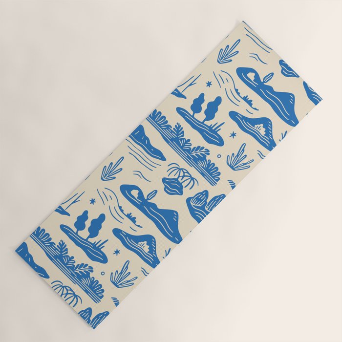 Abstract blue nature landscape doodle pattern Yoga Mat Gallery Image 1
