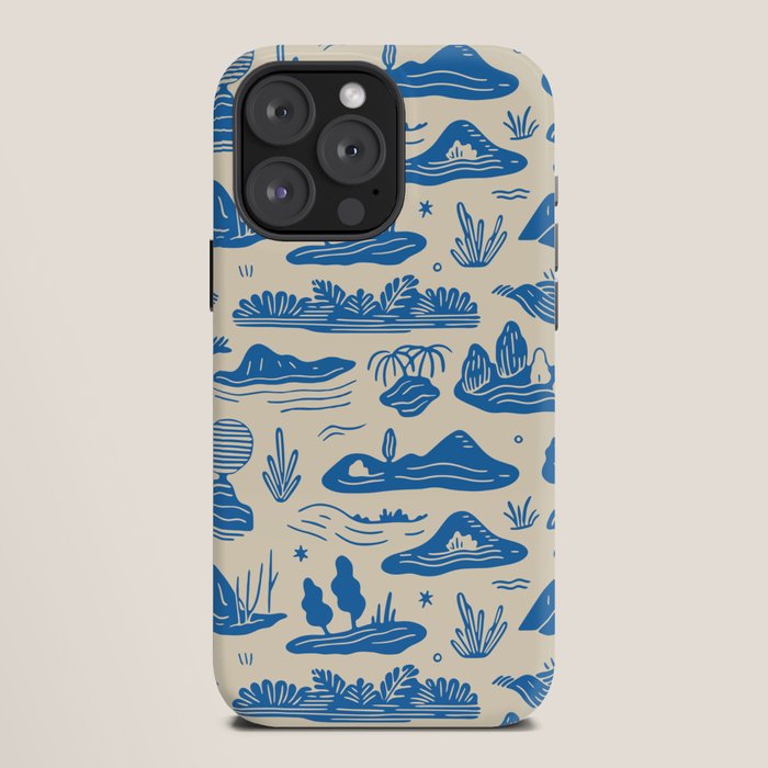 Abstract blue nature landscape doodle pattern iPhone Case Gallery Image 12