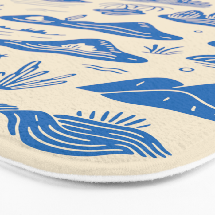 Abstract blue nature landscape doodle pattern Bath Mat Gallery Image 3
