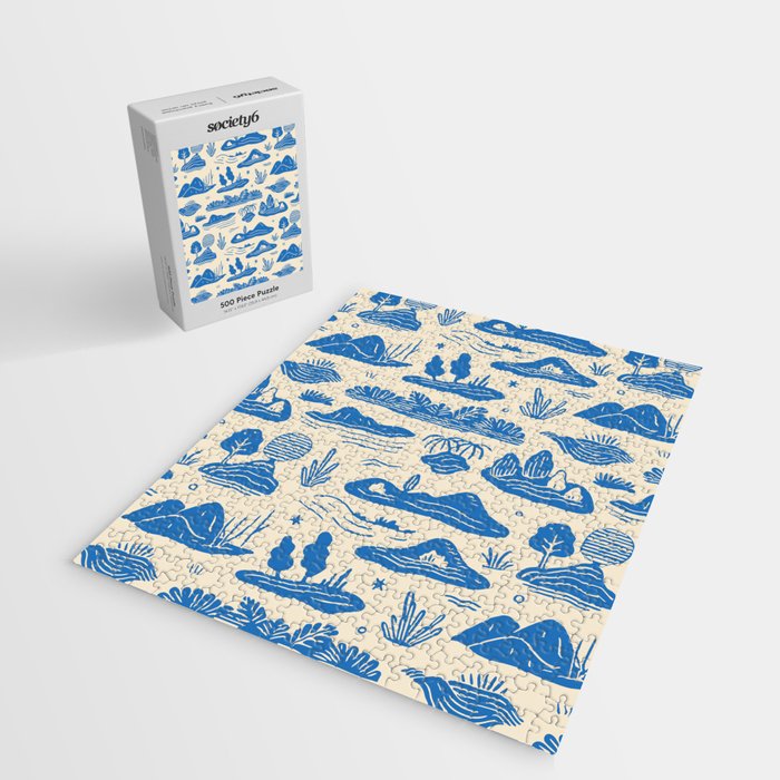 Abstract blue nature landscape doodle pattern Jigsaw Puzzle Gallery Image 2