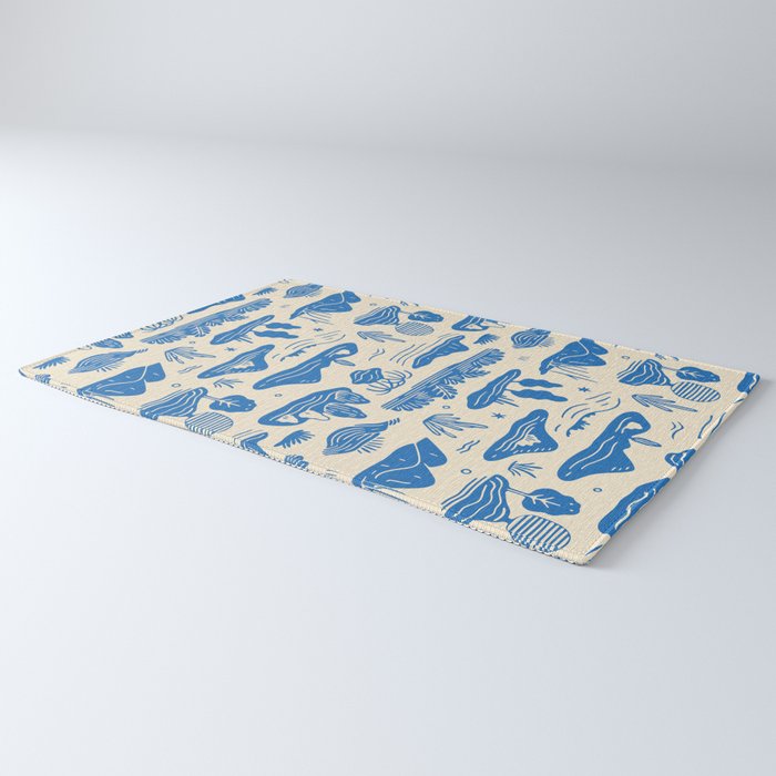 Abstract blue nature landscape doodle pattern Rug Gallery Image 3