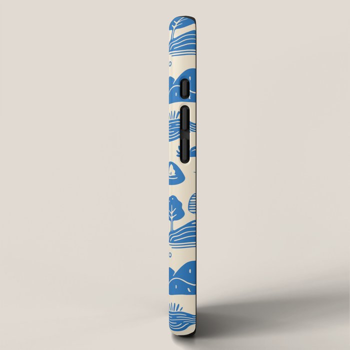 Abstract blue nature landscape doodle pattern iPhone Case Gallery Image 2