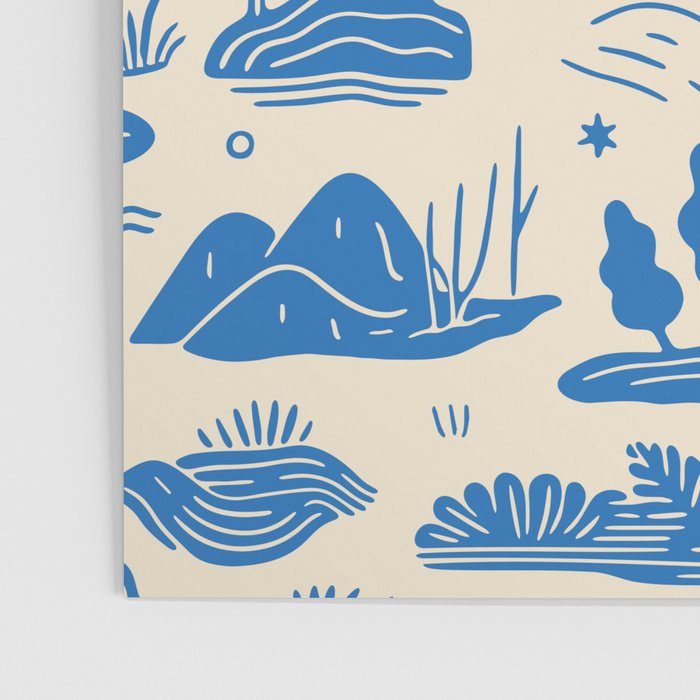 Abstract blue nature landscape doodle pattern Poster Gallery Image 3