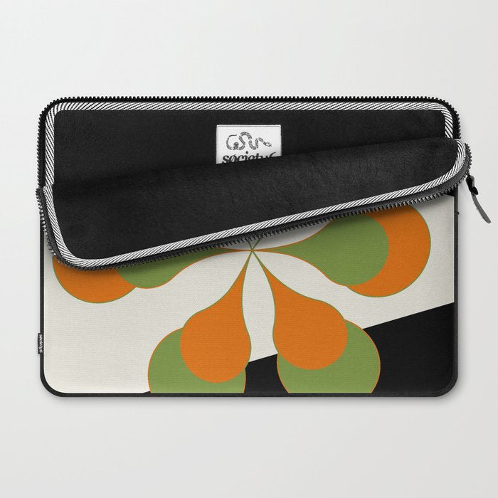 Mid-Century Modern Art 1.4 - Green & Orange Flower Laptop Sleeve Gallery Image 2