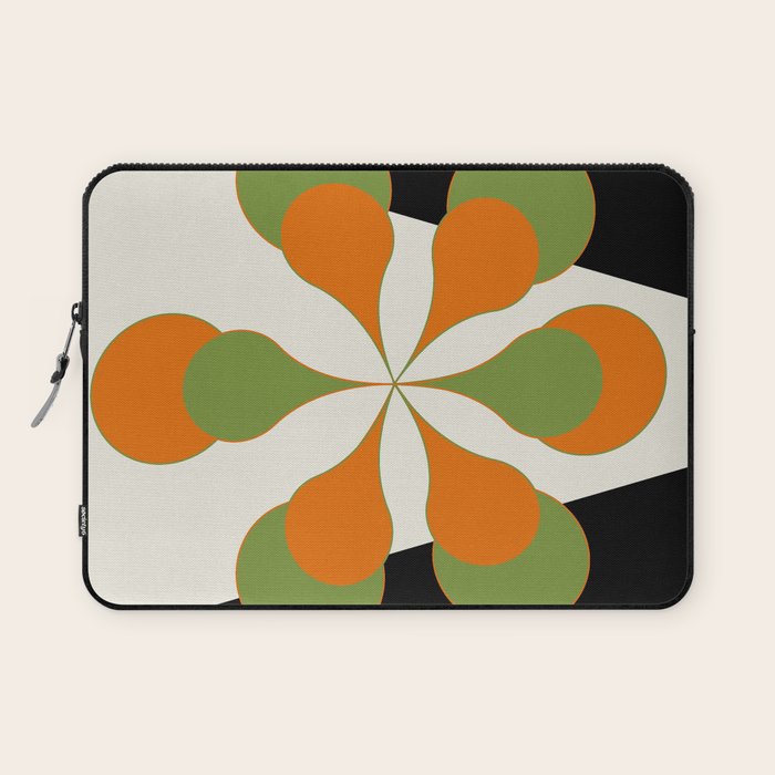 Mid-Century Modern Art 1.4 - Green & Orange Flower Laptop Sleeve Gallery Image 1