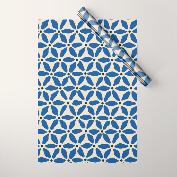 Blue flower pattern Wrapping Paper Gallery Image 1