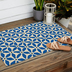 Blue flower pattern Outdoor Rug Gallery Image 2