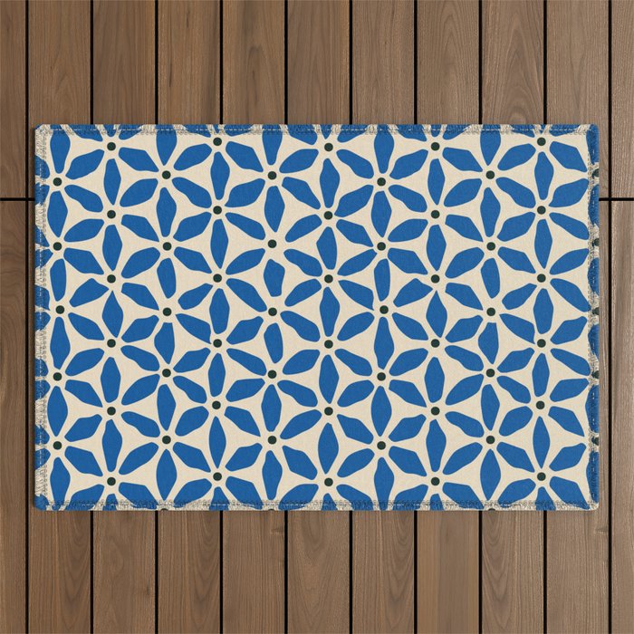 Blue flower pattern Outdoor Rug Gallery Image 1