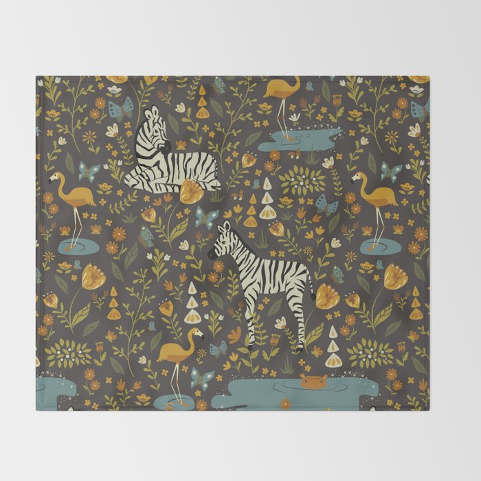Zebras in Wild Fall Garden Throw Blanket Gallery Image 2