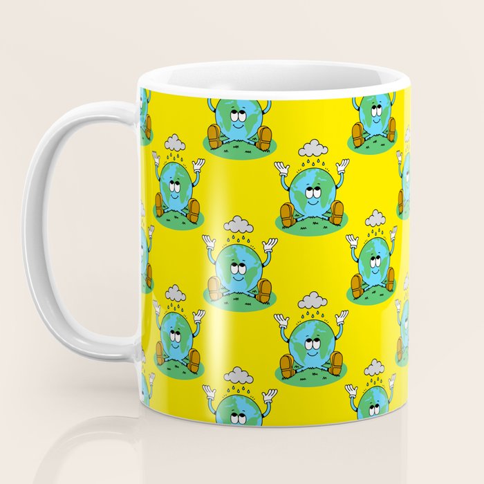 Retro earth planet cartoon character pattern Coffee Mug Gallery Image 3