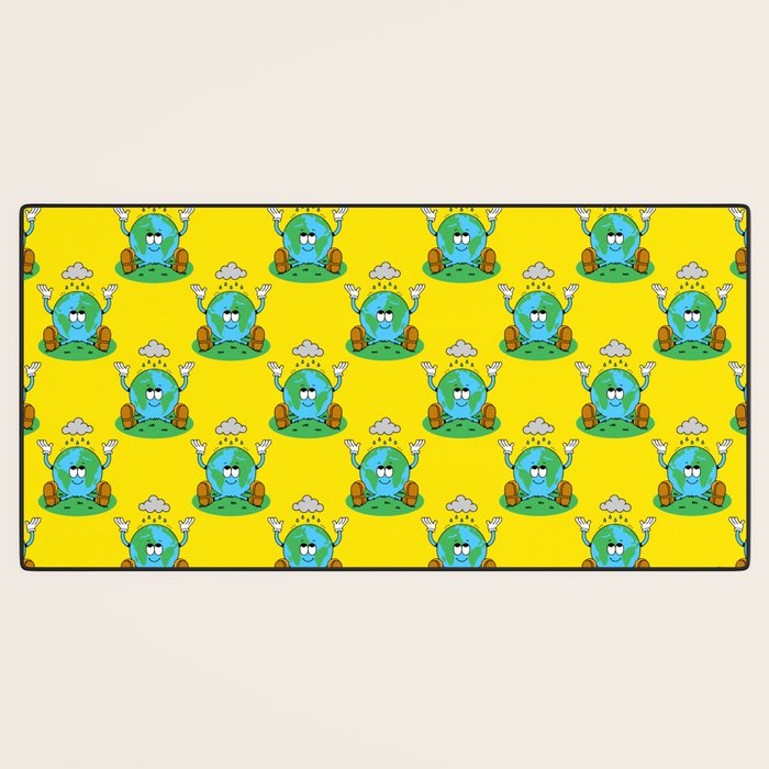 Retro earth planet cartoon character pattern Desk Mat Gallery Image 3