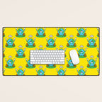 Retro earth planet cartoon character pattern Desk Mat Gallery Image 1