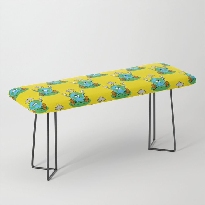 Retro earth planet cartoon character pattern Bench Gallery Image 1