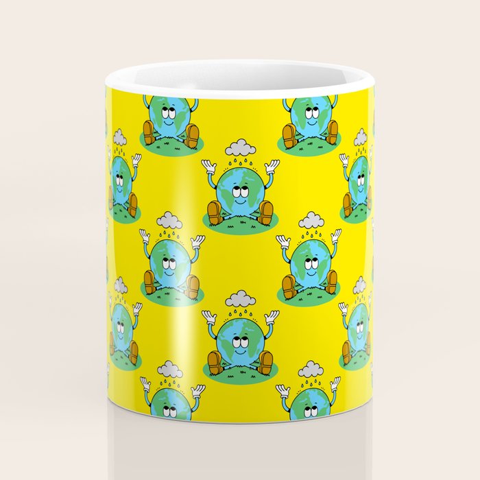 Retro earth planet cartoon character pattern Coffee Mug Gallery Image 4