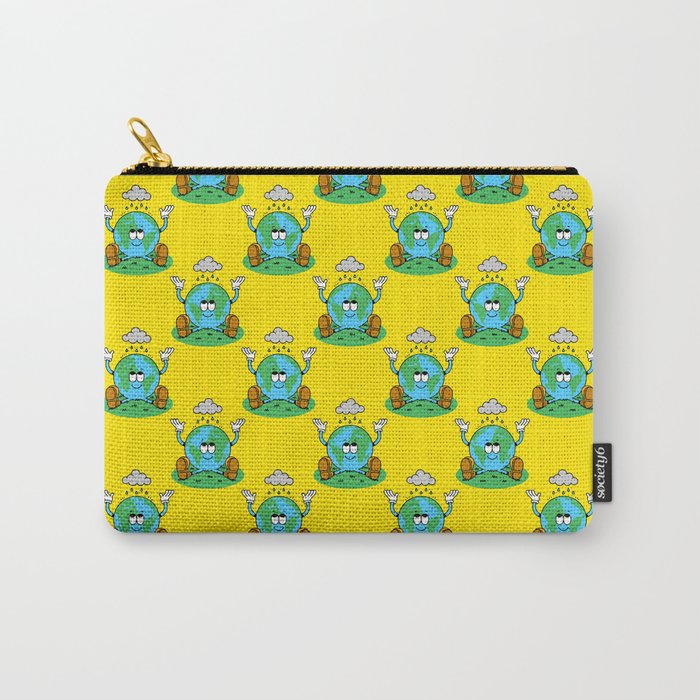 Retro earth planet cartoon character pattern Carry All Pouch Gallery Image 1