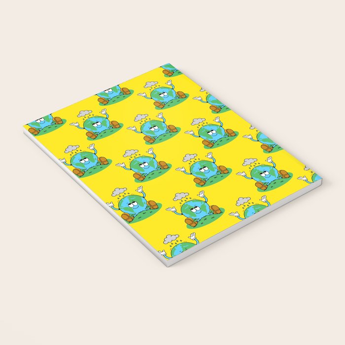 Retro earth planet cartoon character pattern Notebook Gallery Image 3