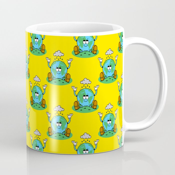 Retro earth planet cartoon character pattern Coffee Mug Gallery Image 1