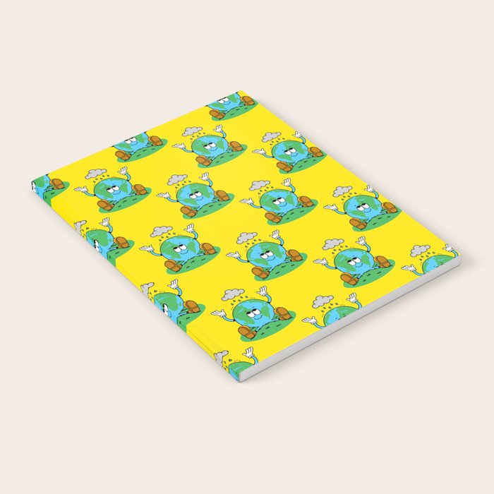 Retro earth planet cartoon character pattern Notebook Gallery Image 2