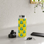 Retro earth planet cartoon character pattern Water Bottle Gallery Image 4