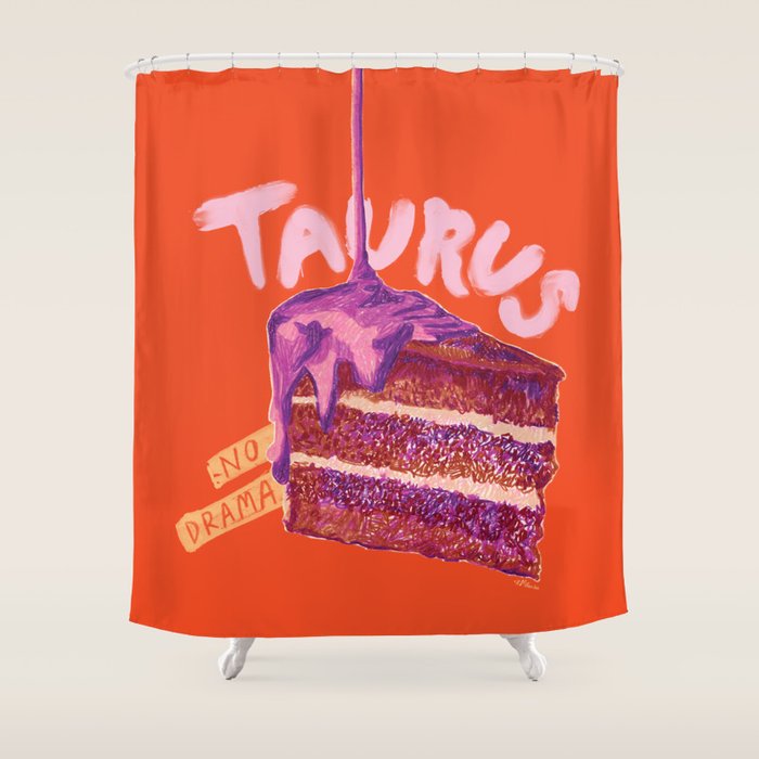 Taurus Birthday Cake in Burnt Orange Shower Curtain Gallery Image 1