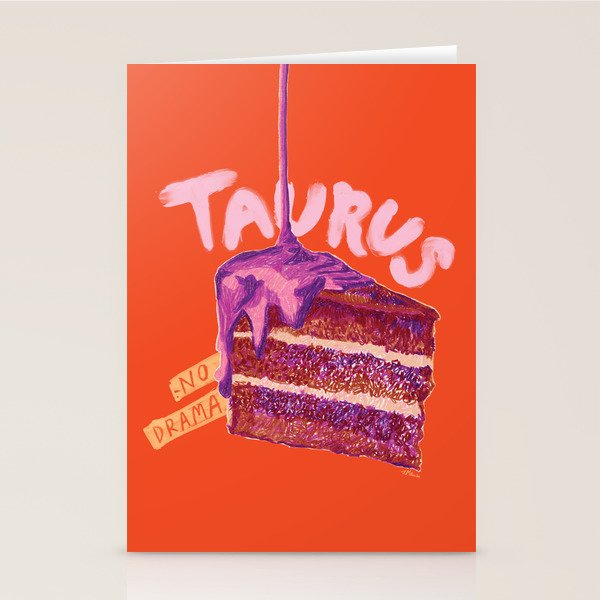 Taurus Birthday Cake in Burnt Orange Stationery Card Gallery Image 2