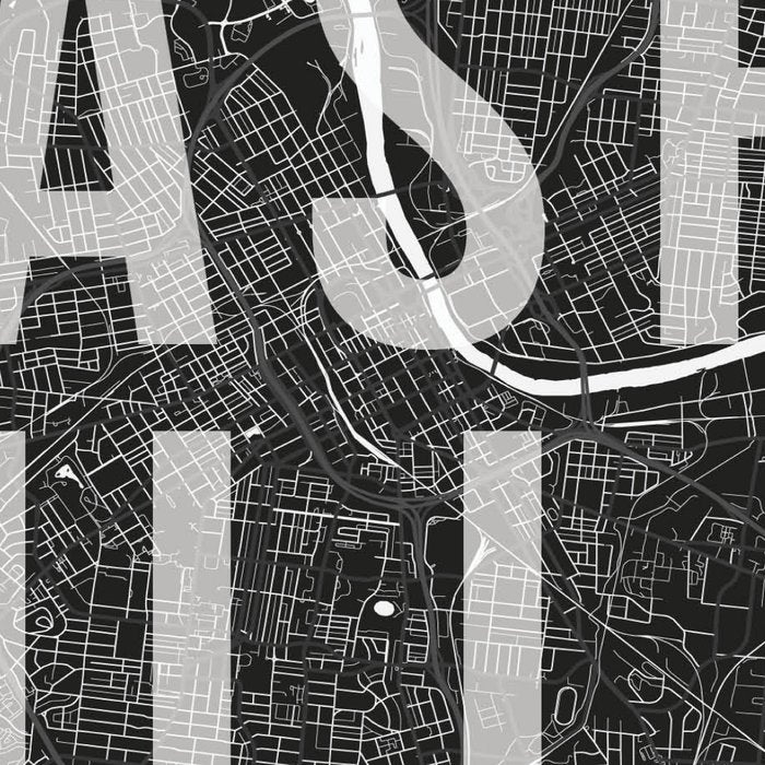 Nashville Mono Street Map Text Overlay Coffee Mug Gallery Image 2