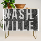 Nashville Mono Street Map Text Overlay Credenza Gallery Image 1