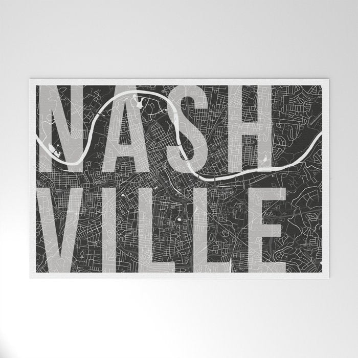Nashville Mono Street Map Text Overlay Welcome Mat Gallery Image 1