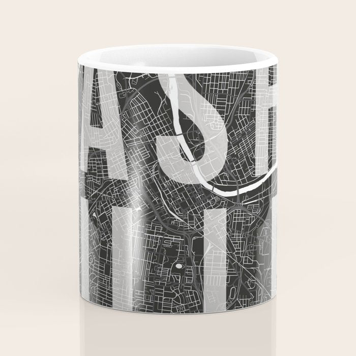 Nashville Mono Street Map Text Overlay Coffee Mug Gallery Image 4