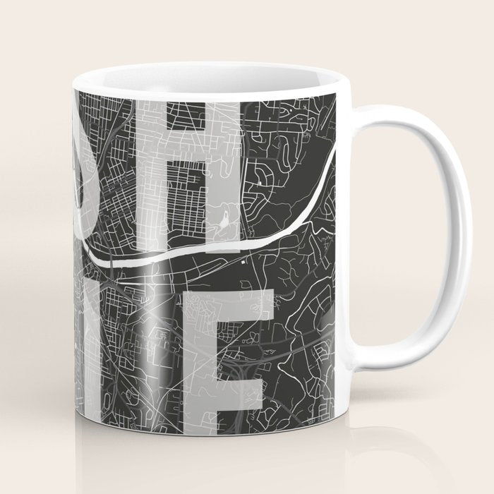 Nashville Mono Street Map Text Overlay Coffee Mug Gallery Image 1