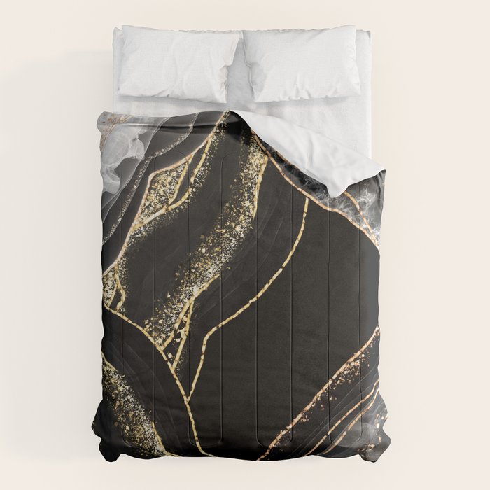 Black Night Glamour Marble Landscape Comforter Gallery Image 6