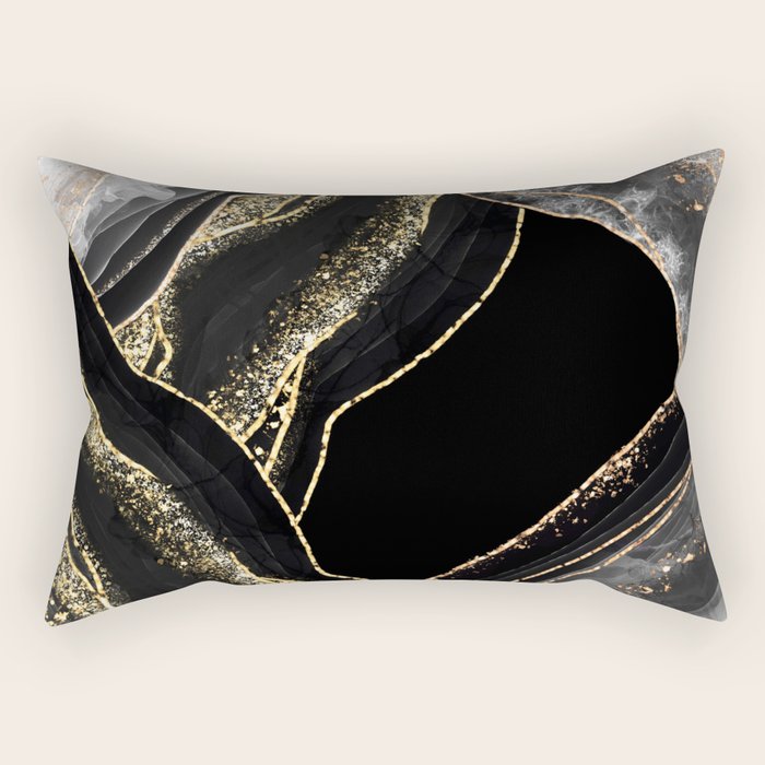 Black Night Glamour Marble Landscape Rectangular Pillow Gallery Image 1