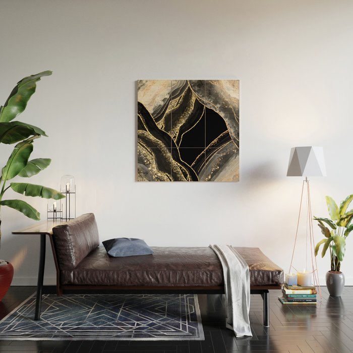 Black Night Glamour Marble Landscape Wood Wall Art Gallery Image 2
