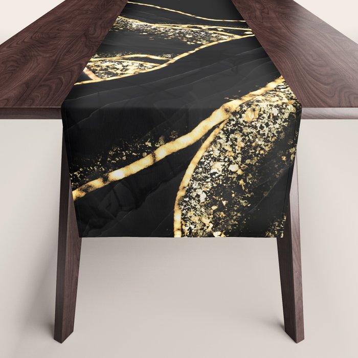 Black Night Glamour Marble Landscape Table Runner Gallery Image 1
