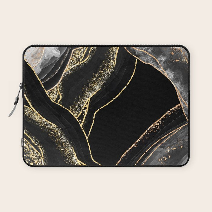 Black Night Glamour Marble Landscape Laptop Sleeve Gallery Image 1