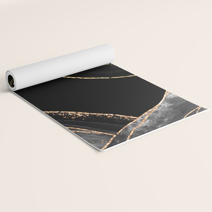 Black Night Glamour Marble Landscape Yoga Mat Gallery Image 2