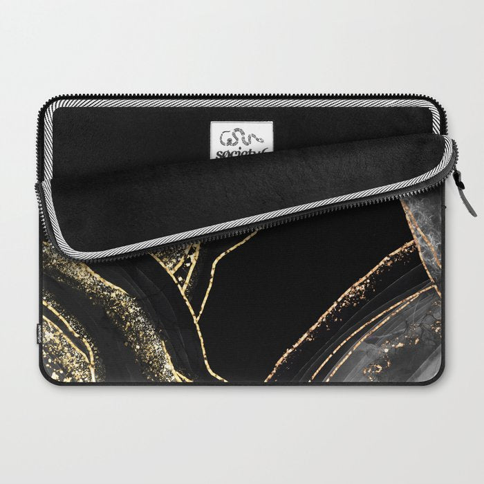 Black Night Glamour Marble Landscape Laptop Sleeve Gallery Image 2