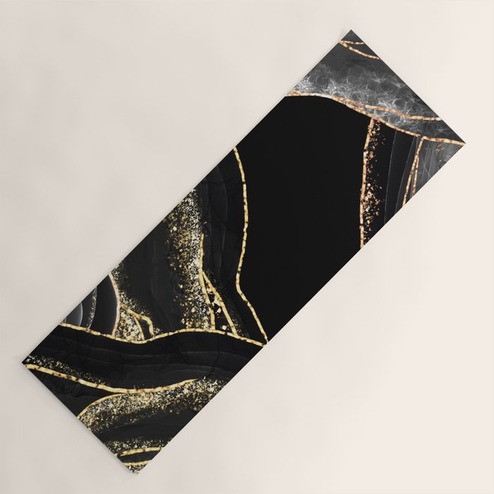 Black Night Glamour Marble Landscape Yoga Mat Gallery Image 1