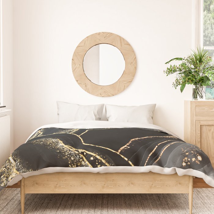 Black Night Glamour Marble Landscape Duvet Cover Gallery Image 3