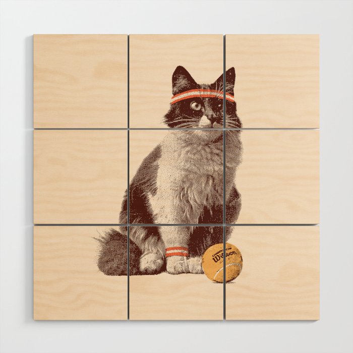 Tennis Cat Wood Wall Art Gallery Image 1