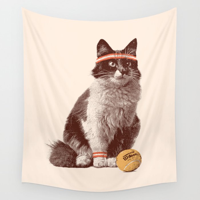 Tennis Cat Wall Tapestry Gallery Image 4