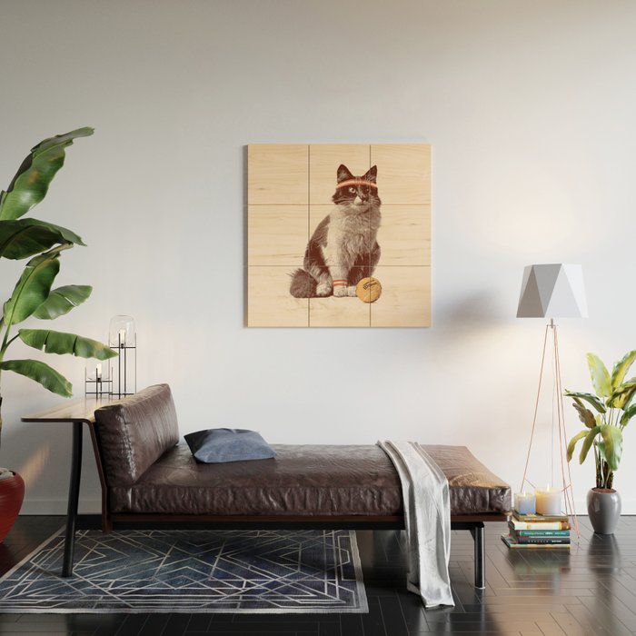 Tennis Cat Wood Wall Art Gallery Image 2