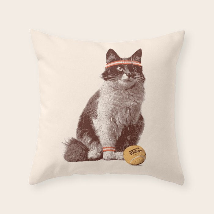 Tennis Cat Throw Pillow Gallery Image 6