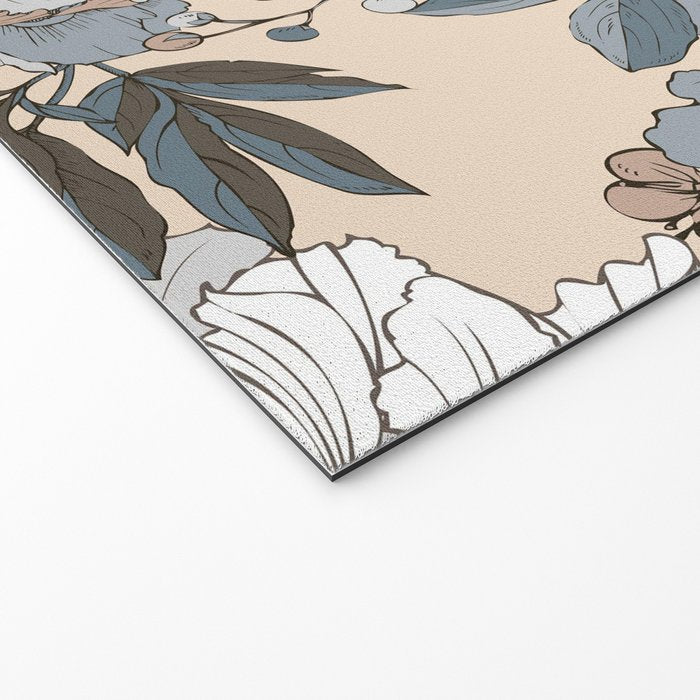 pattern lush blue, beige and white peonies Welcome Mat Gallery Image 2