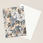 pattern lush blue, beige and white peonies Stationery Card Gallery Image 2