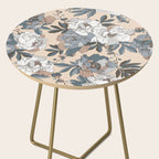 pattern lush blue, beige and white peonies Side Table Gallery Image 2